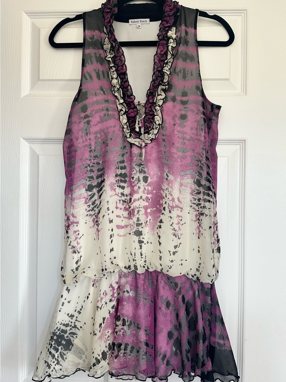 Velvet Torch Y2K Abstract Ruffle Asymmetrical Dress Size M